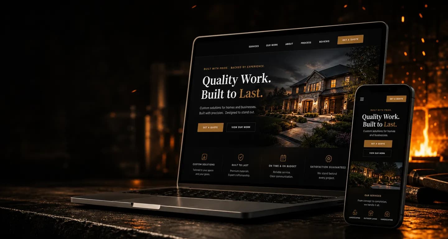 Custom website shown on a laptop and phone